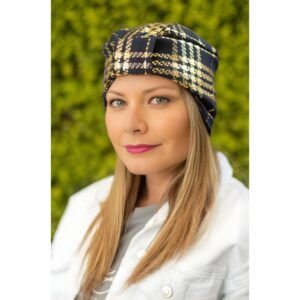 TURBANTE AZUL Y DORADO