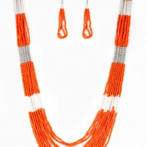 Juego de collar y arete color naranja